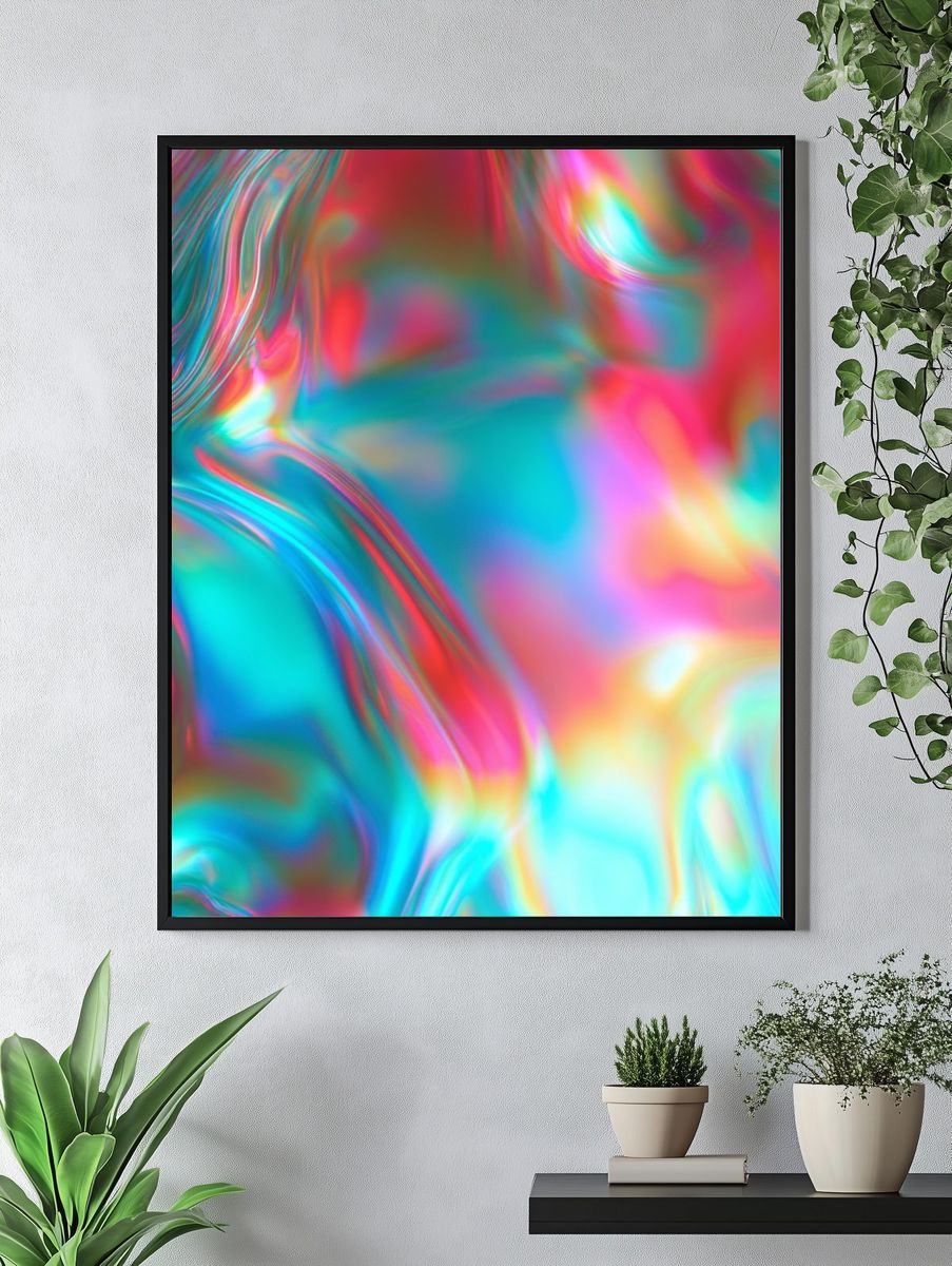 Neon Prism Flow Abstract Poster. — room view 4