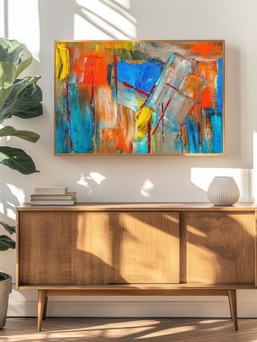 Free bold abstract painting background. — room view 3