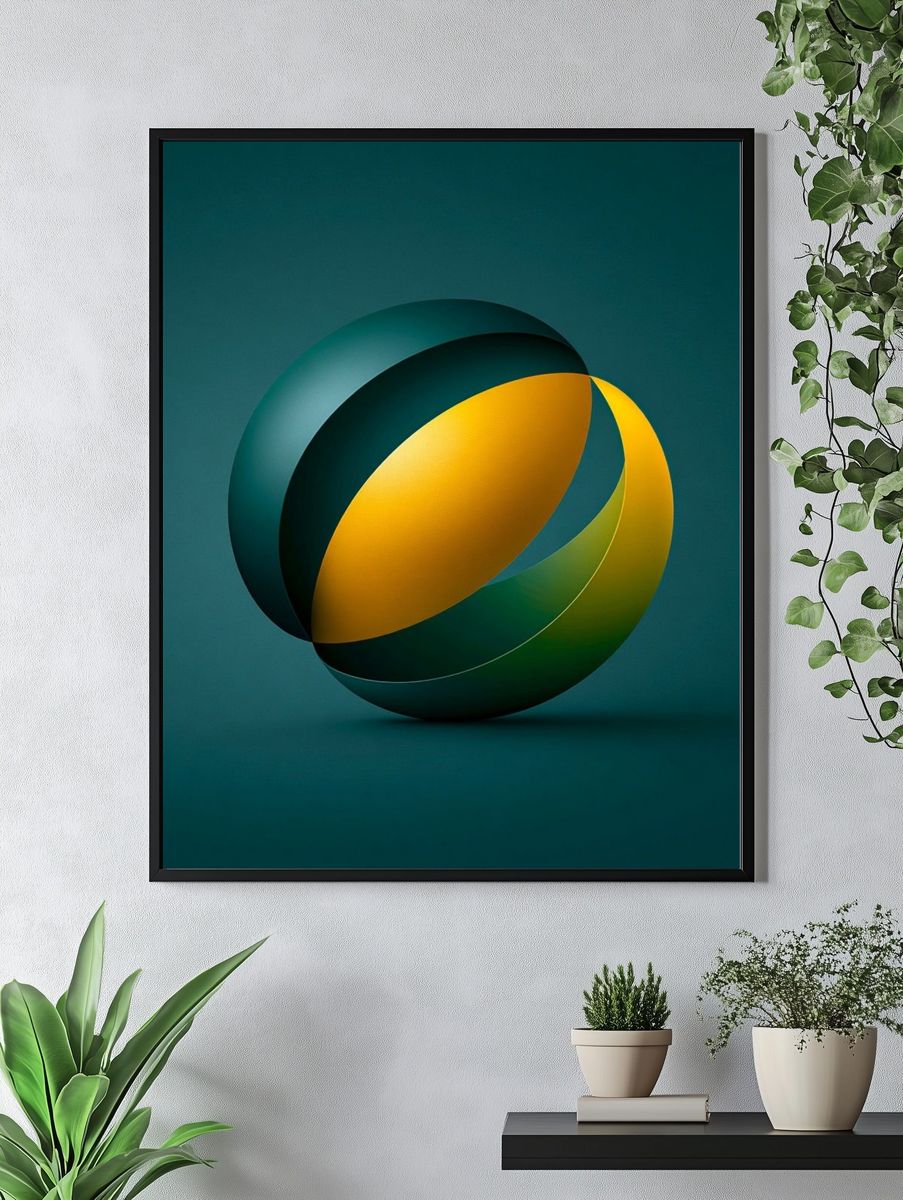 Teal Orb Abstract Poster. — room view 4