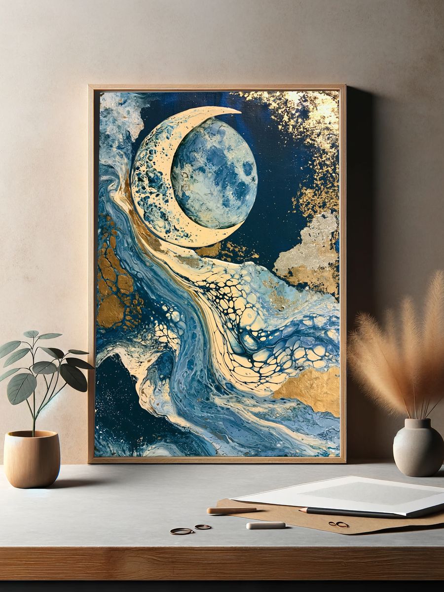 Celestial Moon Abstract Print. — room view 2