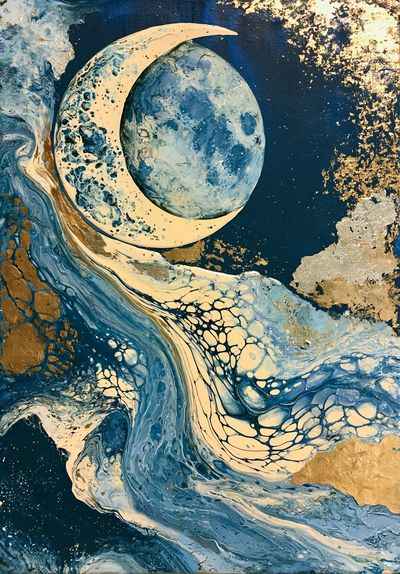 Celestial Moon Abstract Print.