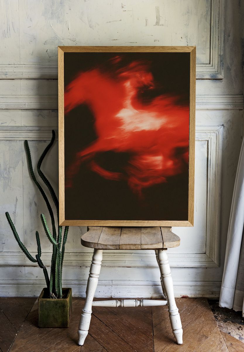 Crimson Motion Abstract Poster. — room view 1