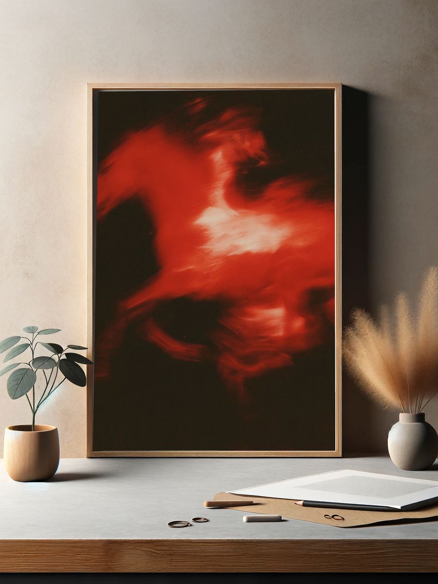 Crimson Motion Abstract Poster. — room view 2