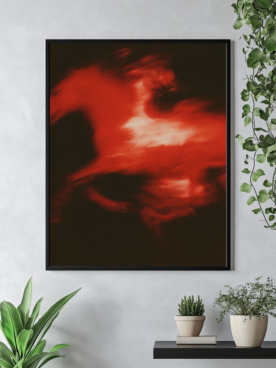 Crimson Motion Abstract Poster. — room view 4