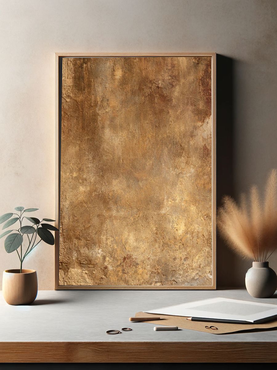 Earthy Stone Texture Abstract Poster. — room view 2