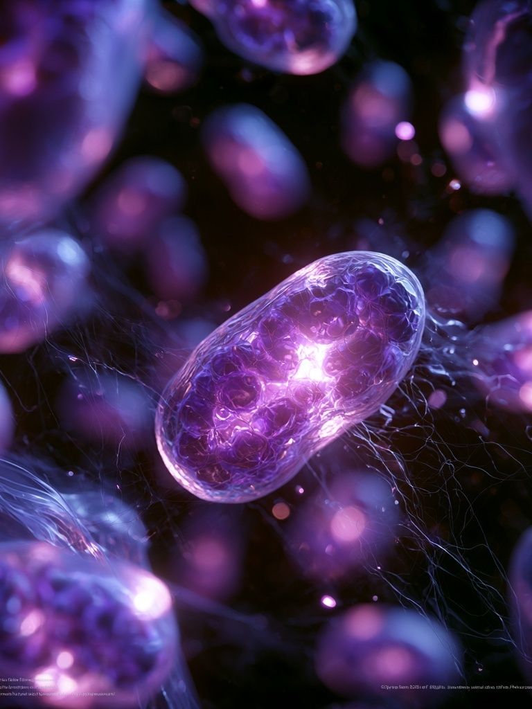 Glowing Purple Cells Abstract Print. poster detail