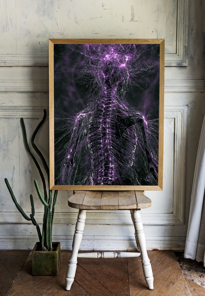 Neon Violet Energy Abstract Poster. room preview
