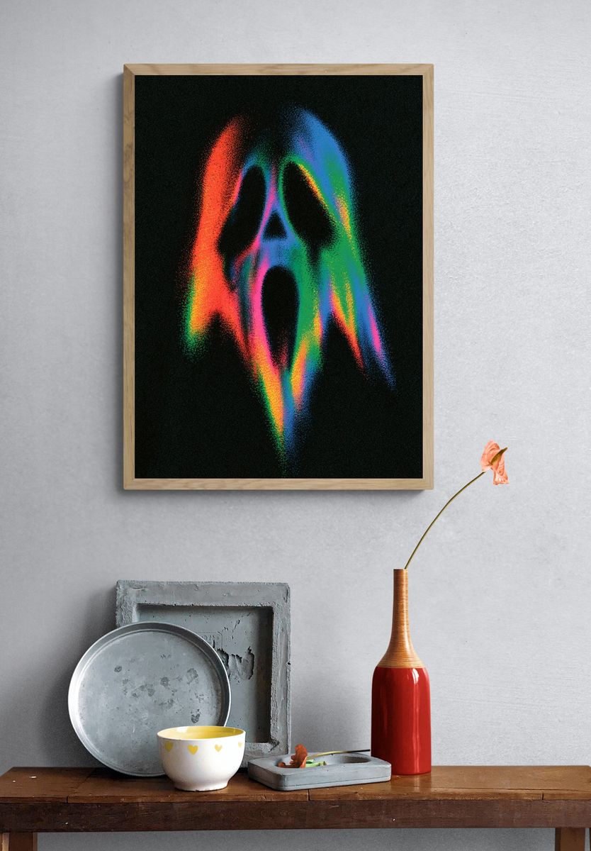 Neon Ghost Abstract Poster. — room view 3