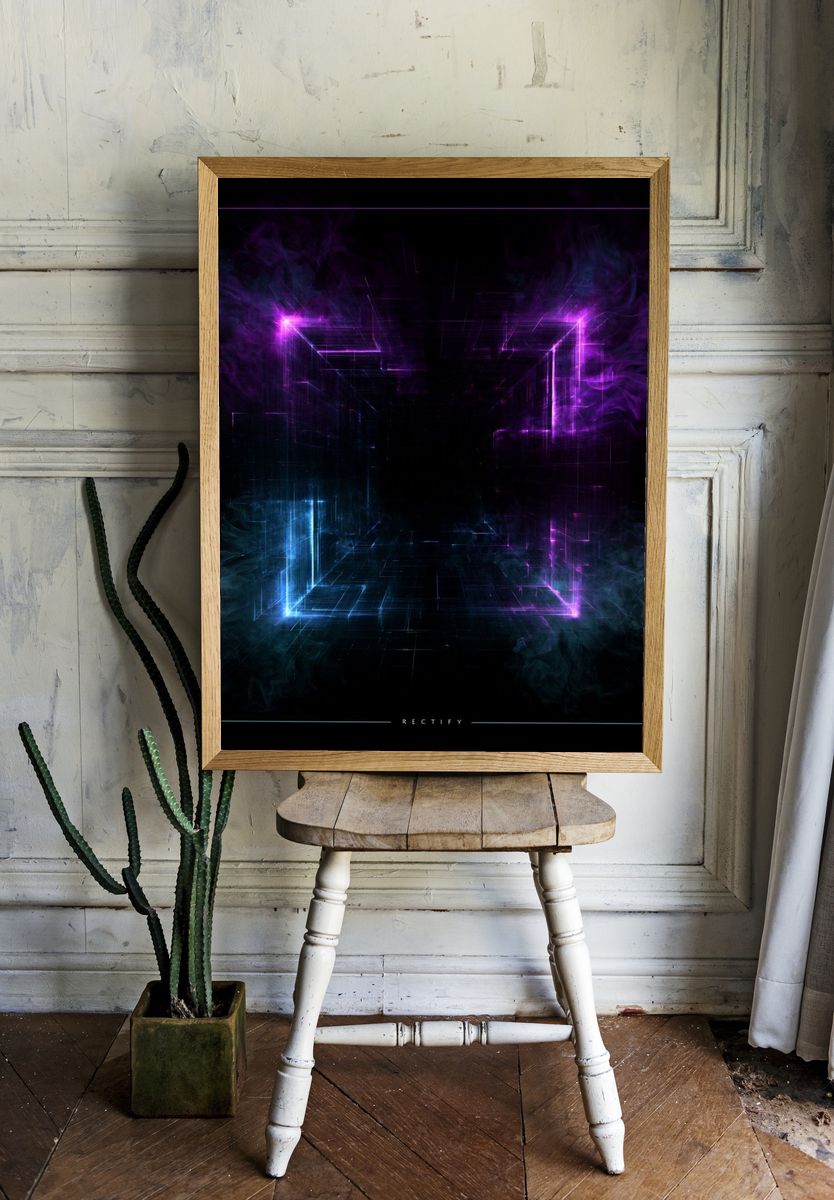 Neon Rectify Abstract Poster. room preview