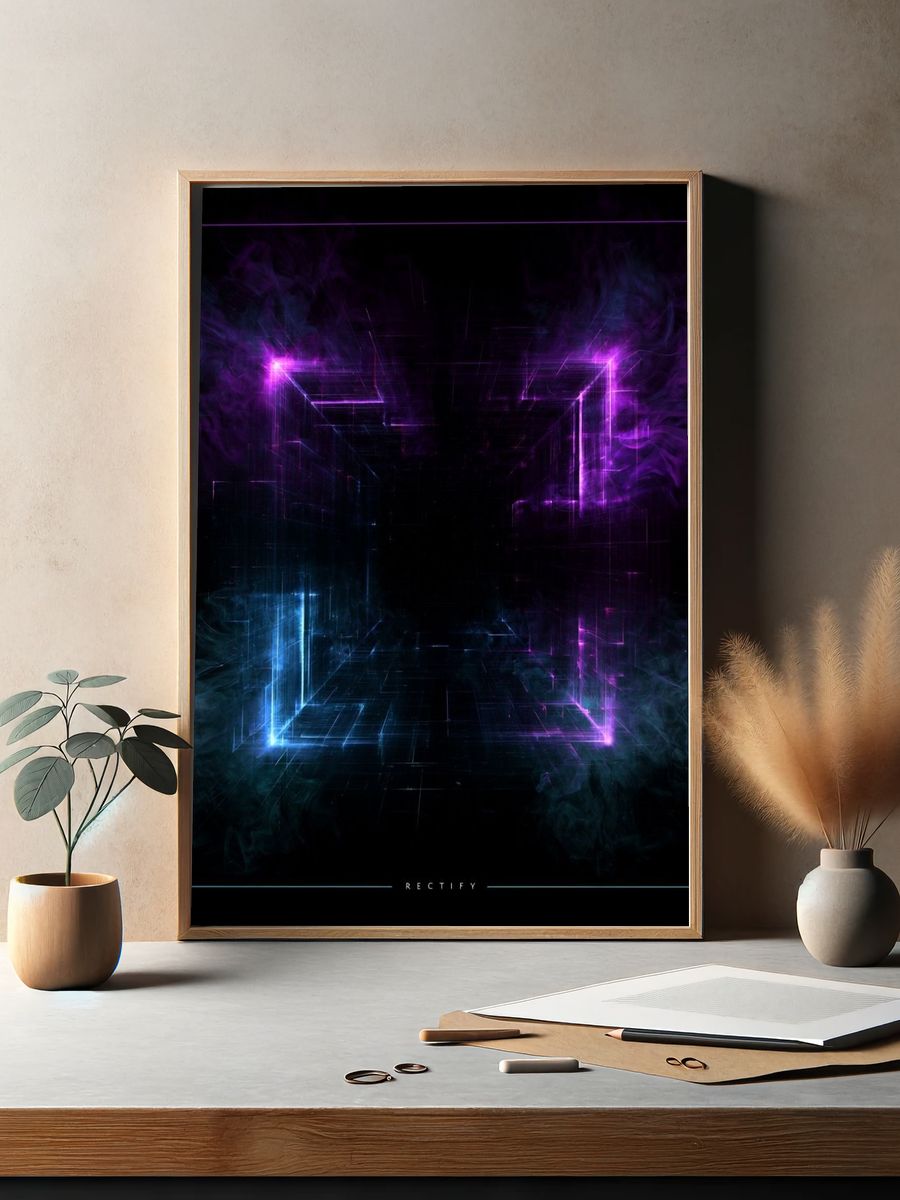 Neon Rectify Abstract Poster. — room view 2