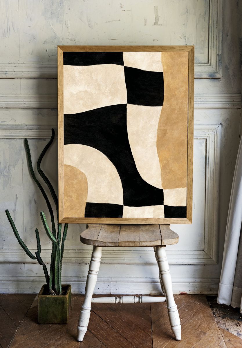 Abstract Curved Blocks Poster room preview