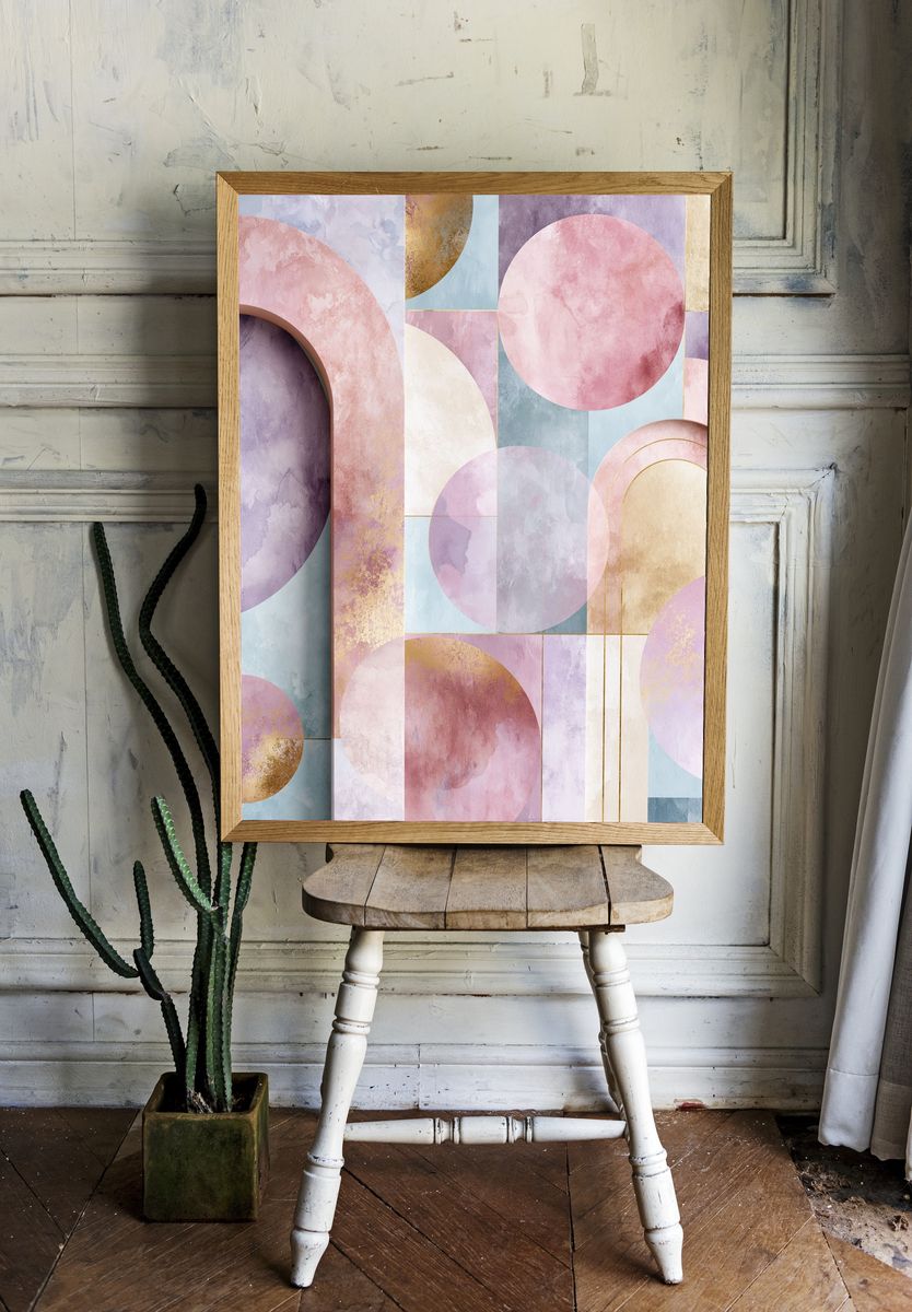 Pastel Geometric Arch Poster. — room view 1