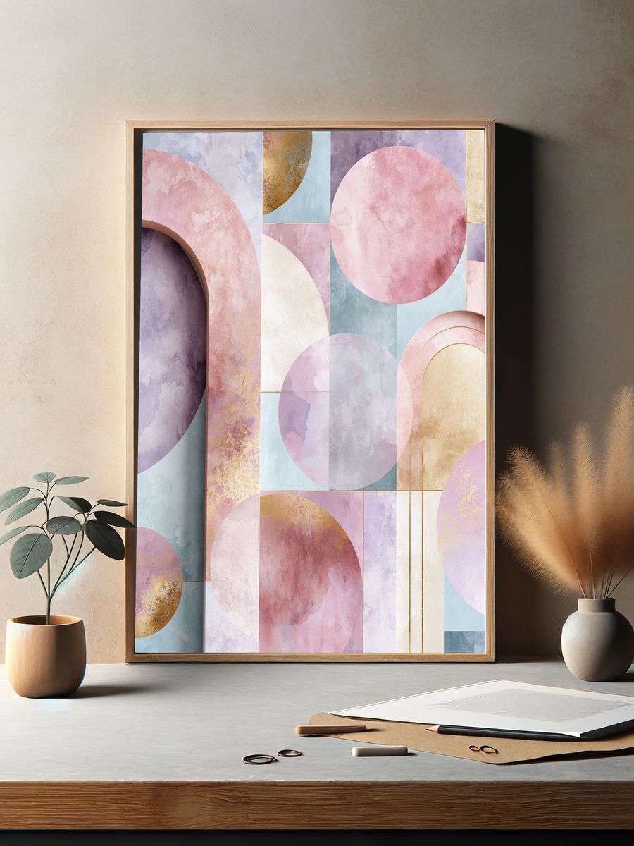 Pastel Geometric Arch Poster. — room view 2