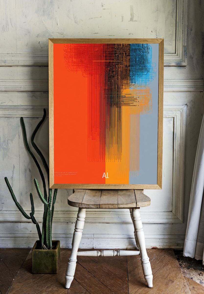 Circuit Grid Abstract Poster. — room view 1