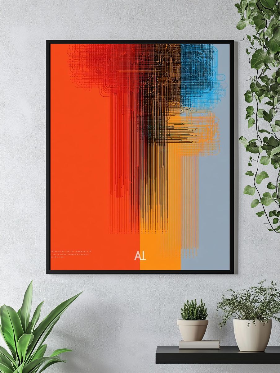 Circuit Grid Abstract Poster. — room view 4
