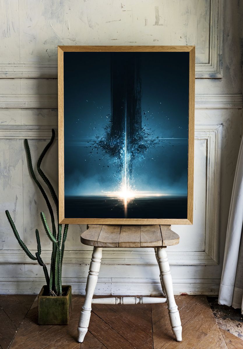 Celestial Light Burst Abstract Poster. — room view 1