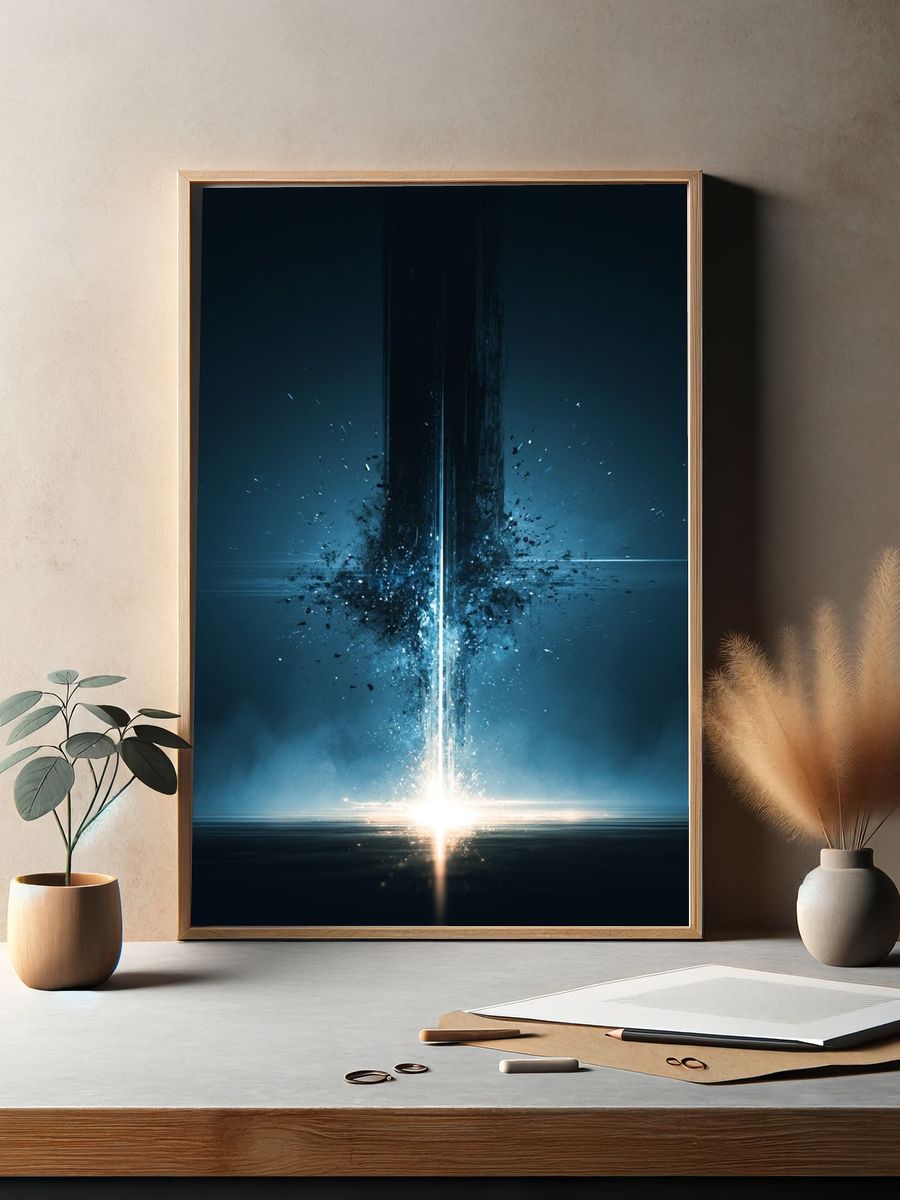 Celestial Light Burst Abstract Poster. — room view 2
