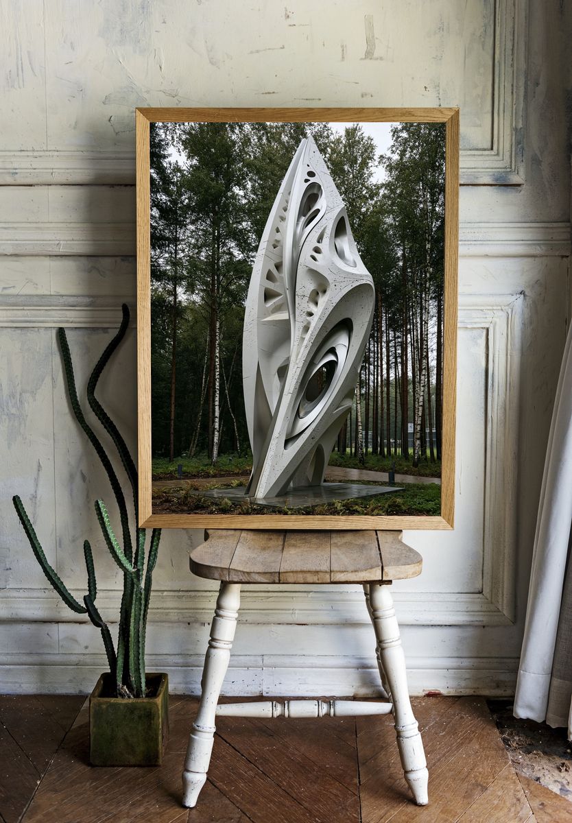 Abstract Forest Sculpture Print. — room view 1