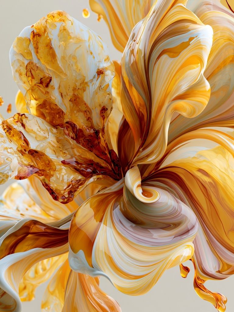 Golden Petal Swirl Abstract Print. poster — abstract art