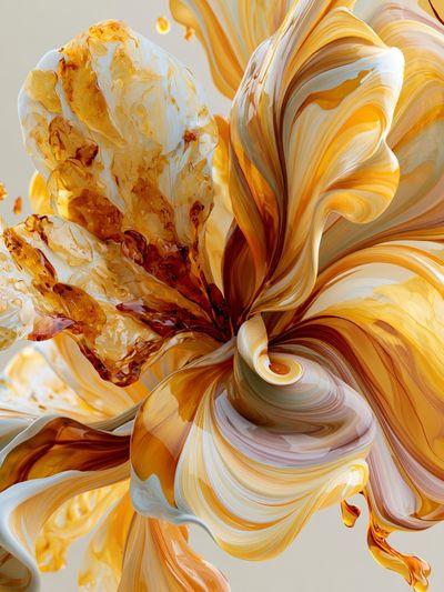Golden Petal Swirl Abstract Print. poster