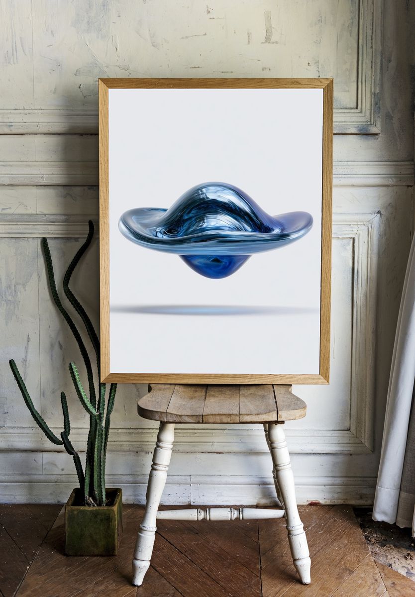 Blue Glass Orb Abstract Poster. — room view 1