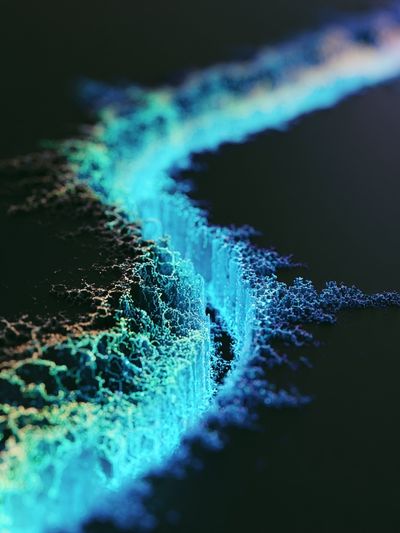 Neon Fractal Wave Abstract Poster.