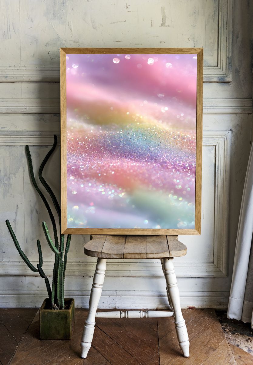 Pastel Glitter Dream Abstract Print. — room view 1