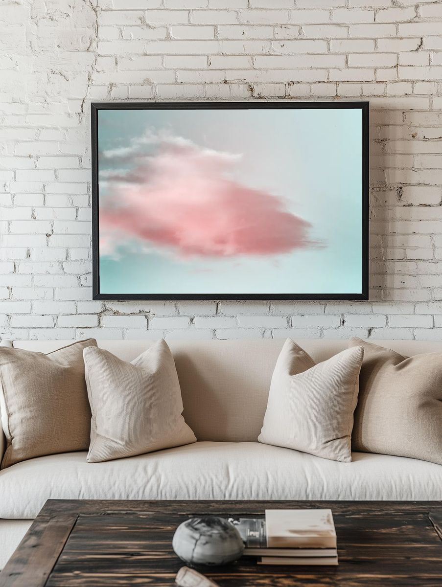 Blue sky soft pink clouds. — room view 1
