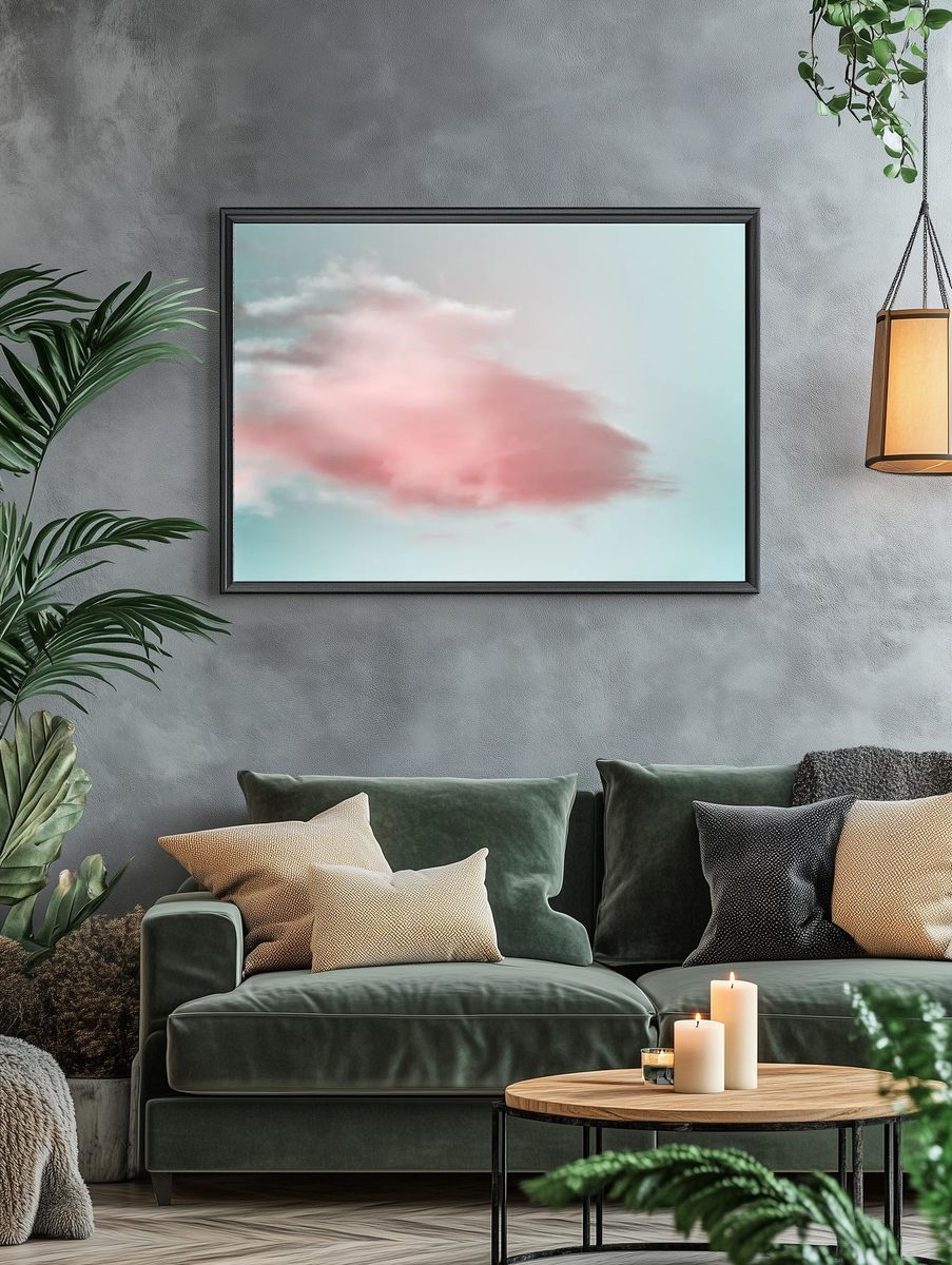 Blue sky soft pink clouds. — room view 4