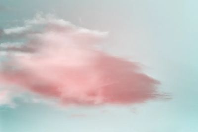 Blue sky soft pink clouds. poster