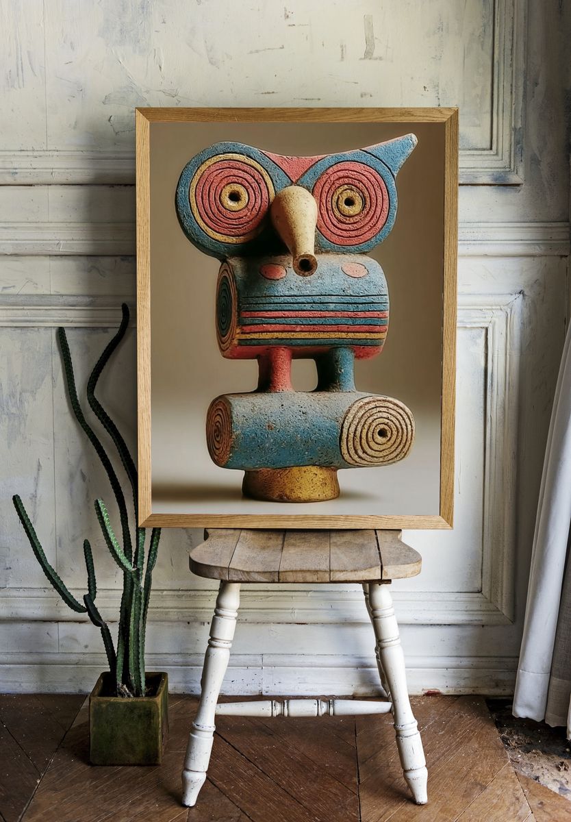 Abstract Owl Sculpture Print. room preview