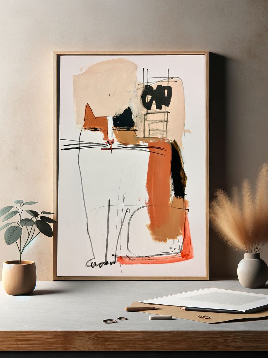 Abstract Cat Face Poster. — room view 2