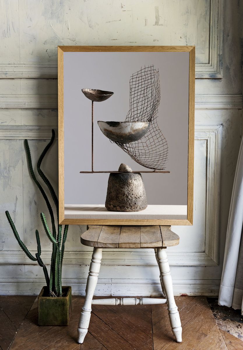 Sculptural Balance Abstract Print. — room view 1