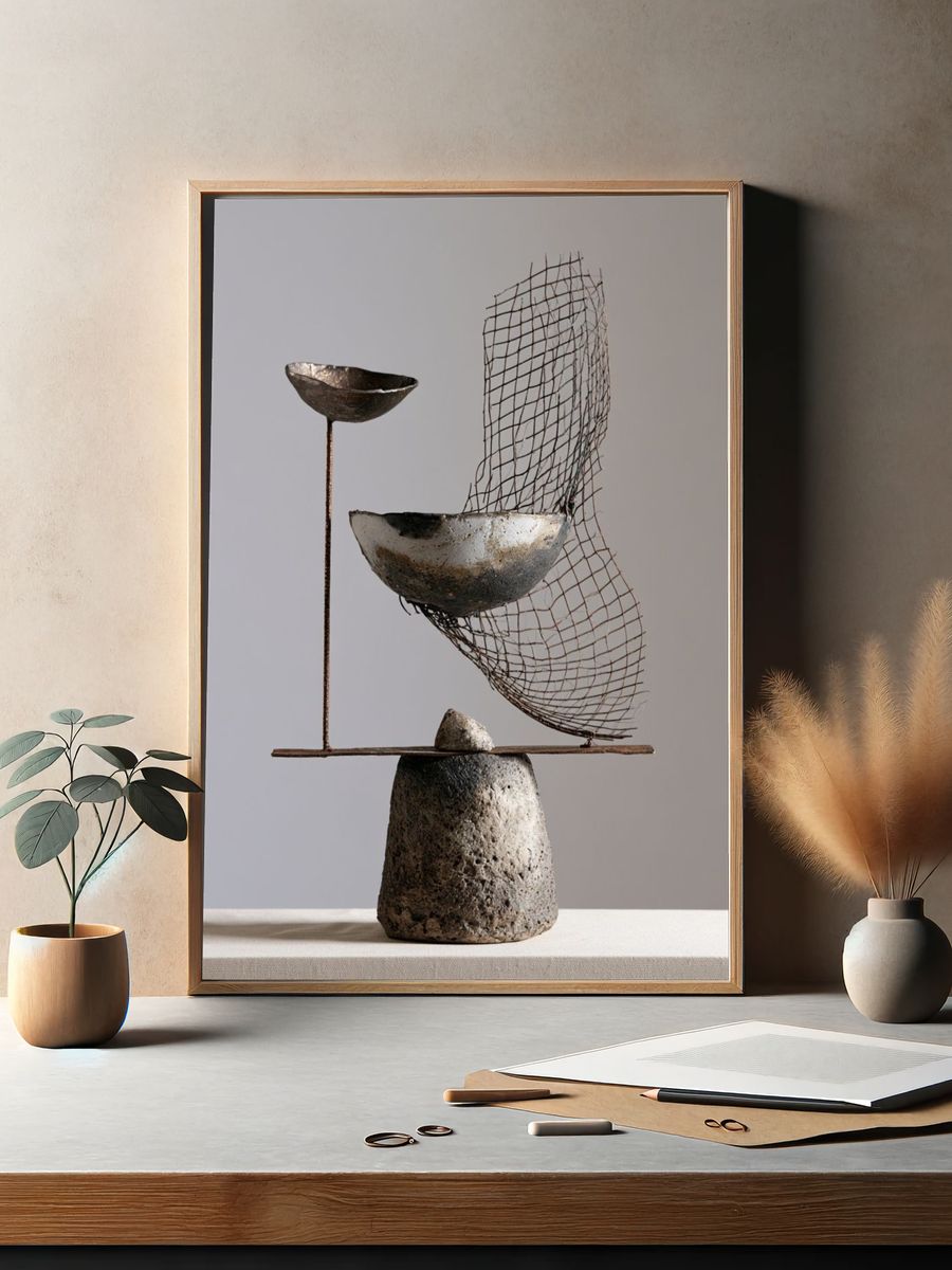 Sculptural Balance Abstract Print. — room view 2