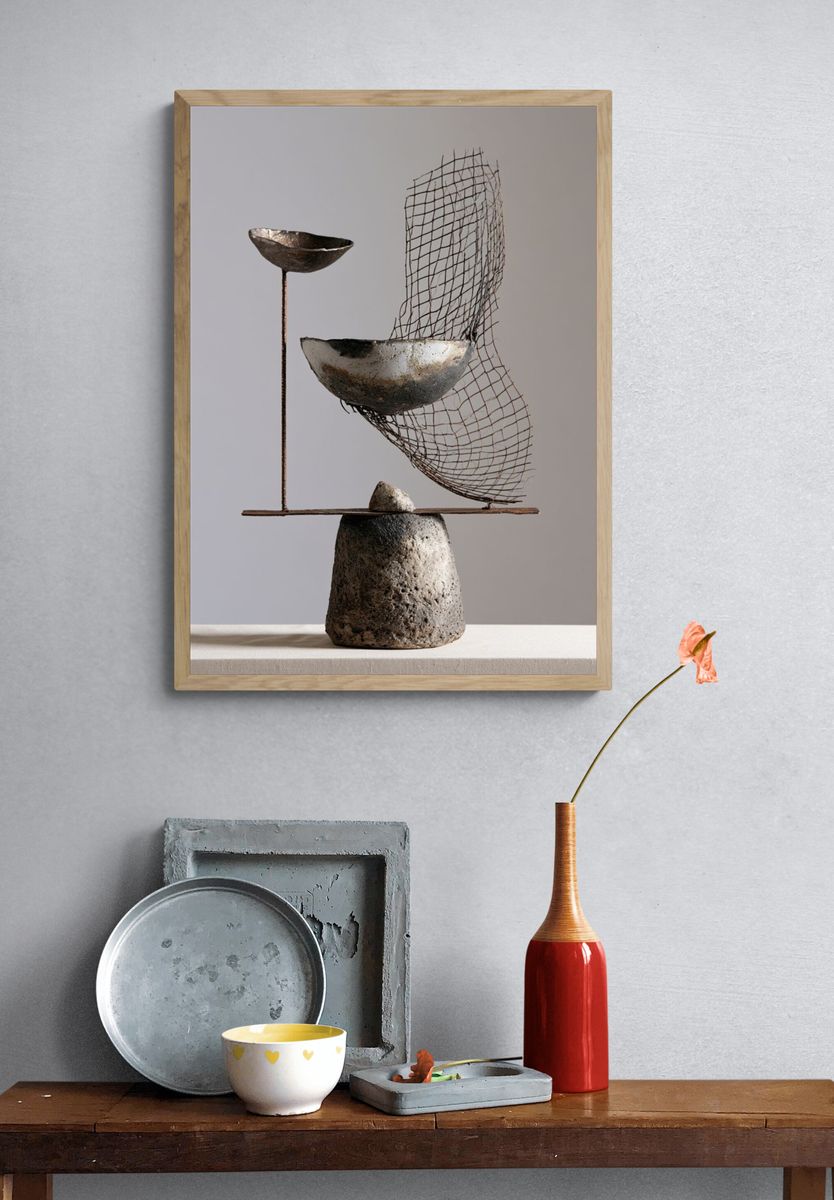 Sculptural Balance Abstract Print. — room view 3