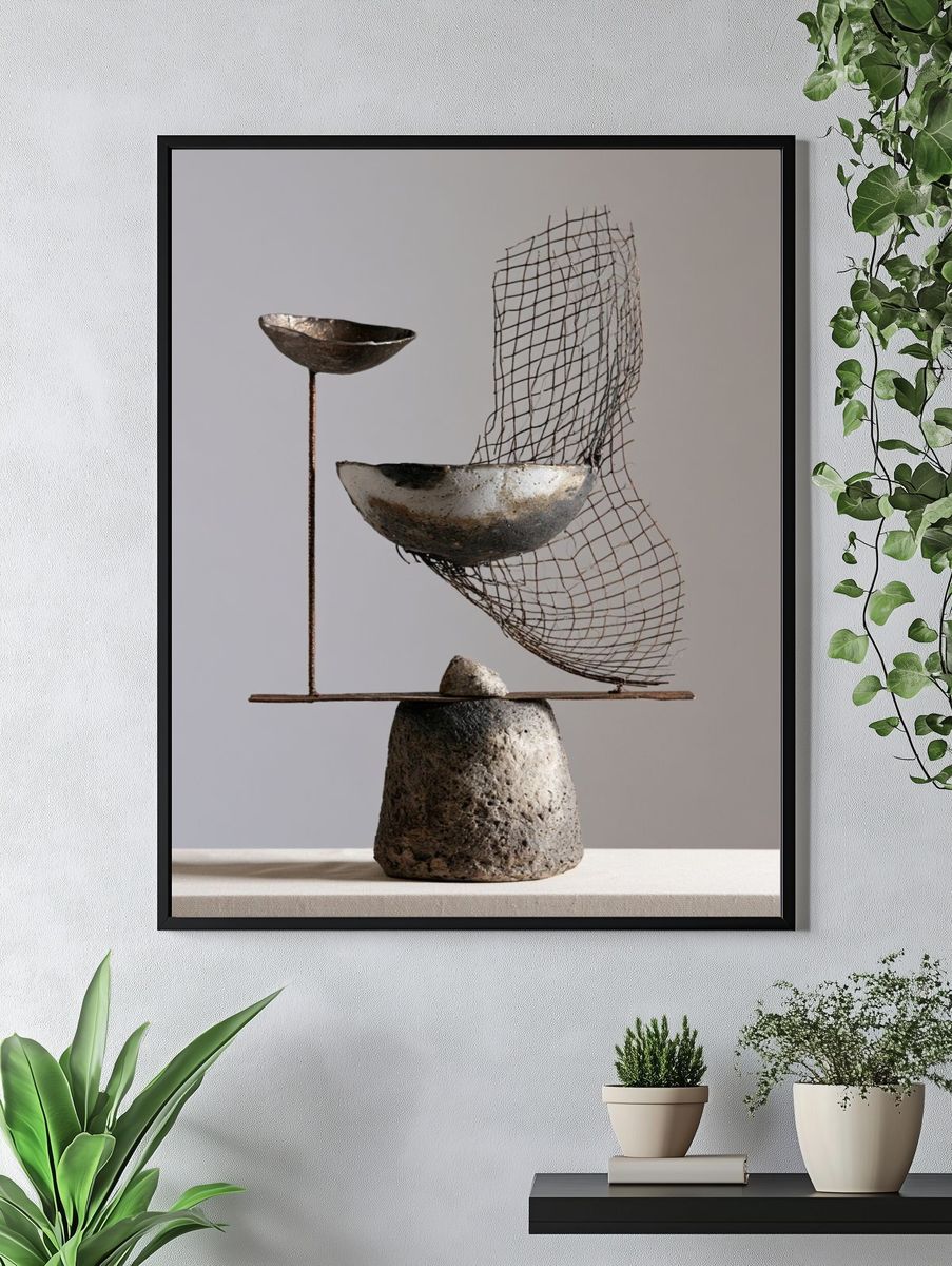 Sculptural Balance Abstract Print. — room view 4