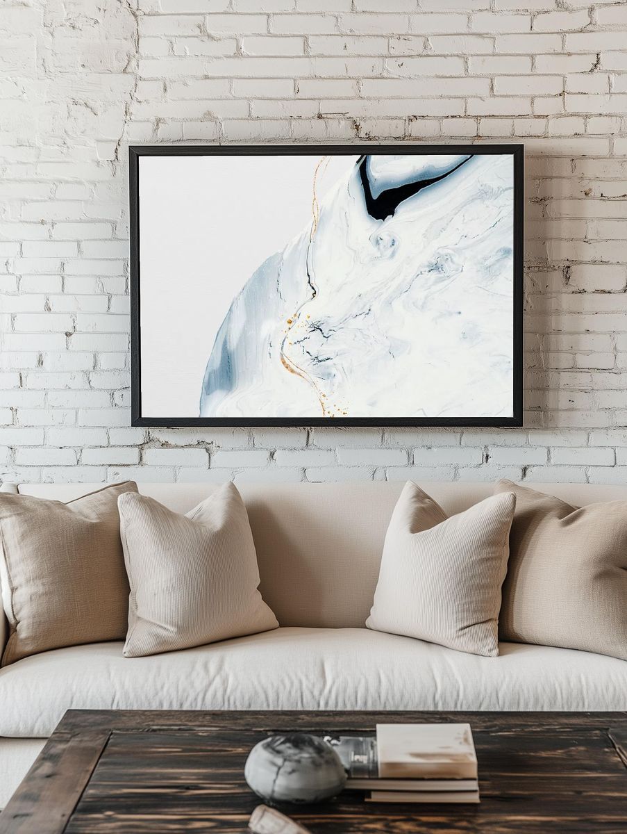 Abstract liquid marble white background. — room view 1