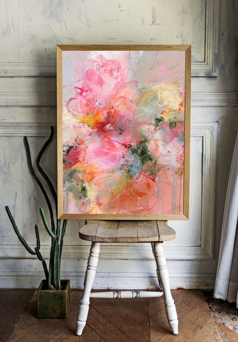 Blush Bloom Abstract Poster. — room view 1