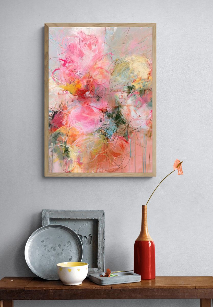Blush Bloom Abstract Poster. — room view 3