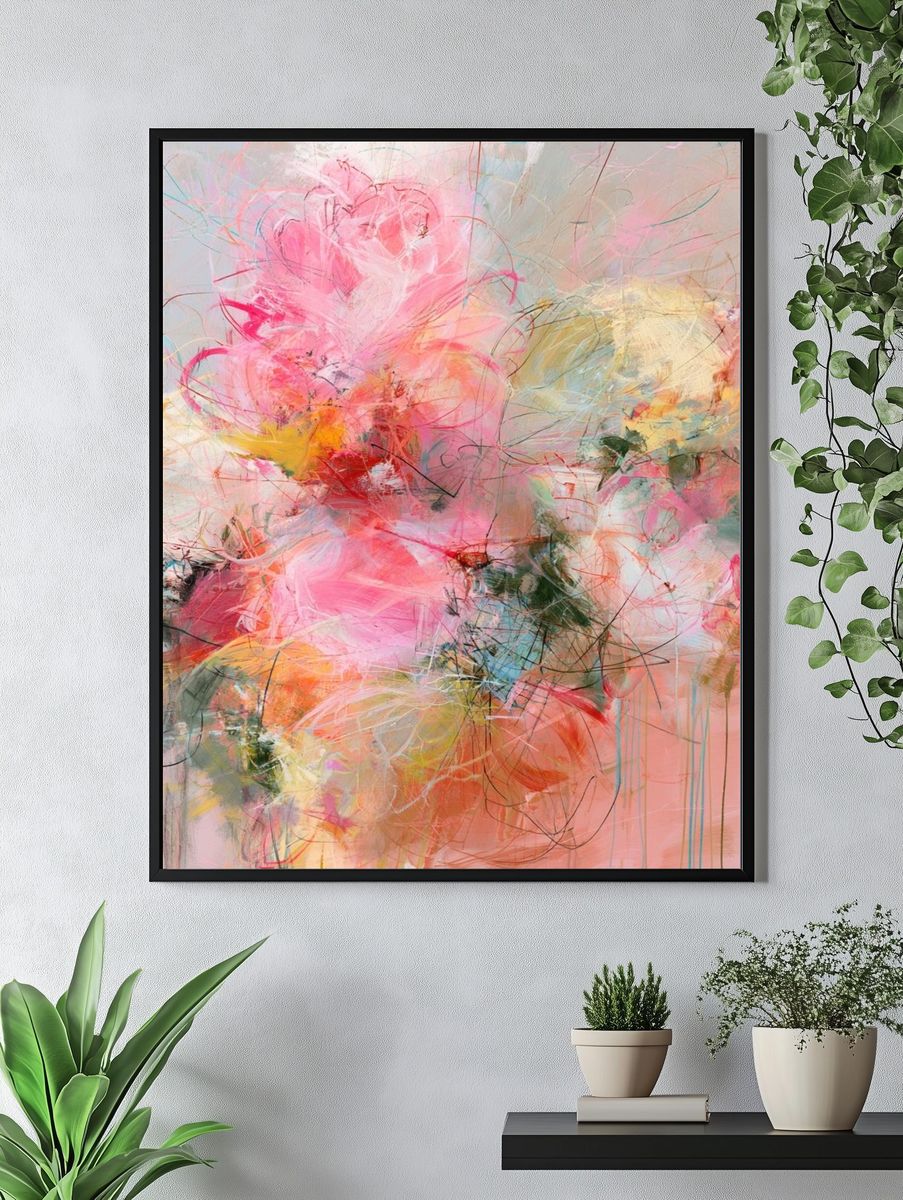 Blush Bloom Abstract Poster. — room view 4