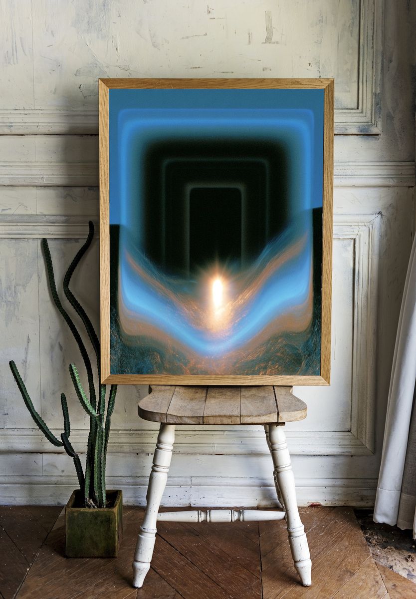 Neon Portal Abstract Poster. room preview
