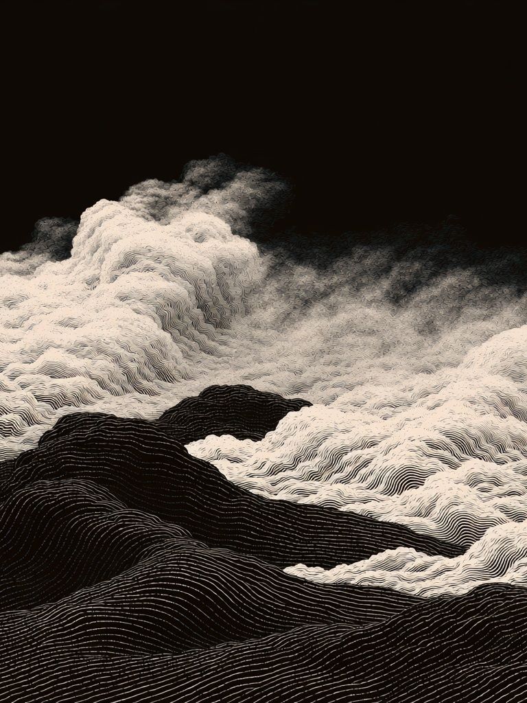 Monochrome Cloudscape Abstract Print. poster detail