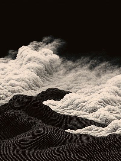 Monochrome Cloudscape Abstract Print.