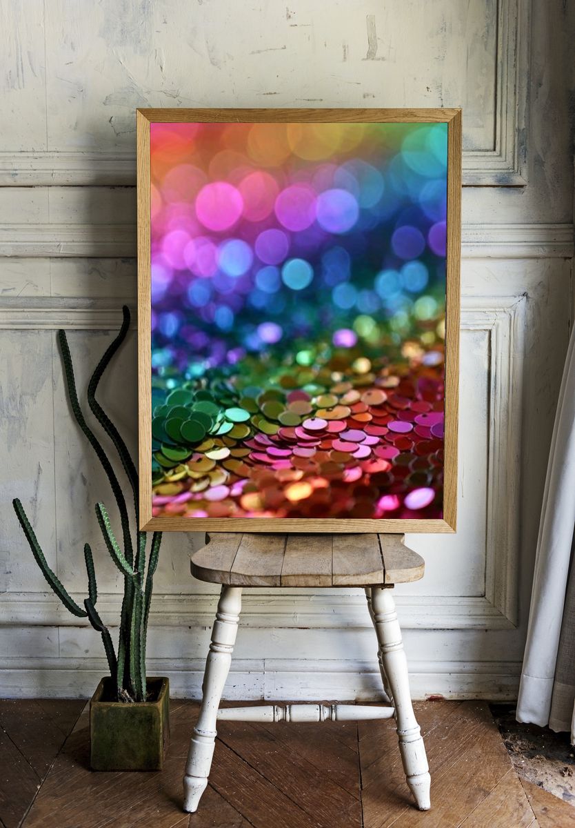 Rainbow Bokeh Abstract Poster. — room view 1