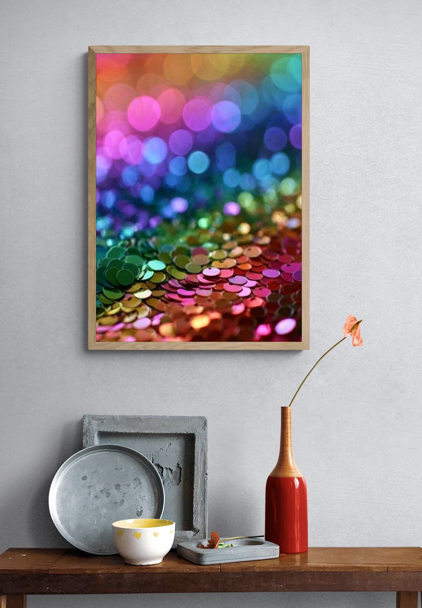 Rainbow Bokeh Abstract Poster. — room view 3