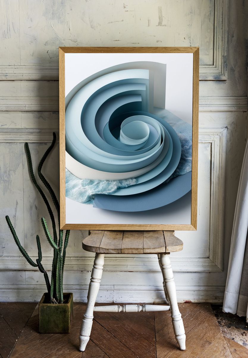 Ocean Spiral Abstract Poster. — room view 1