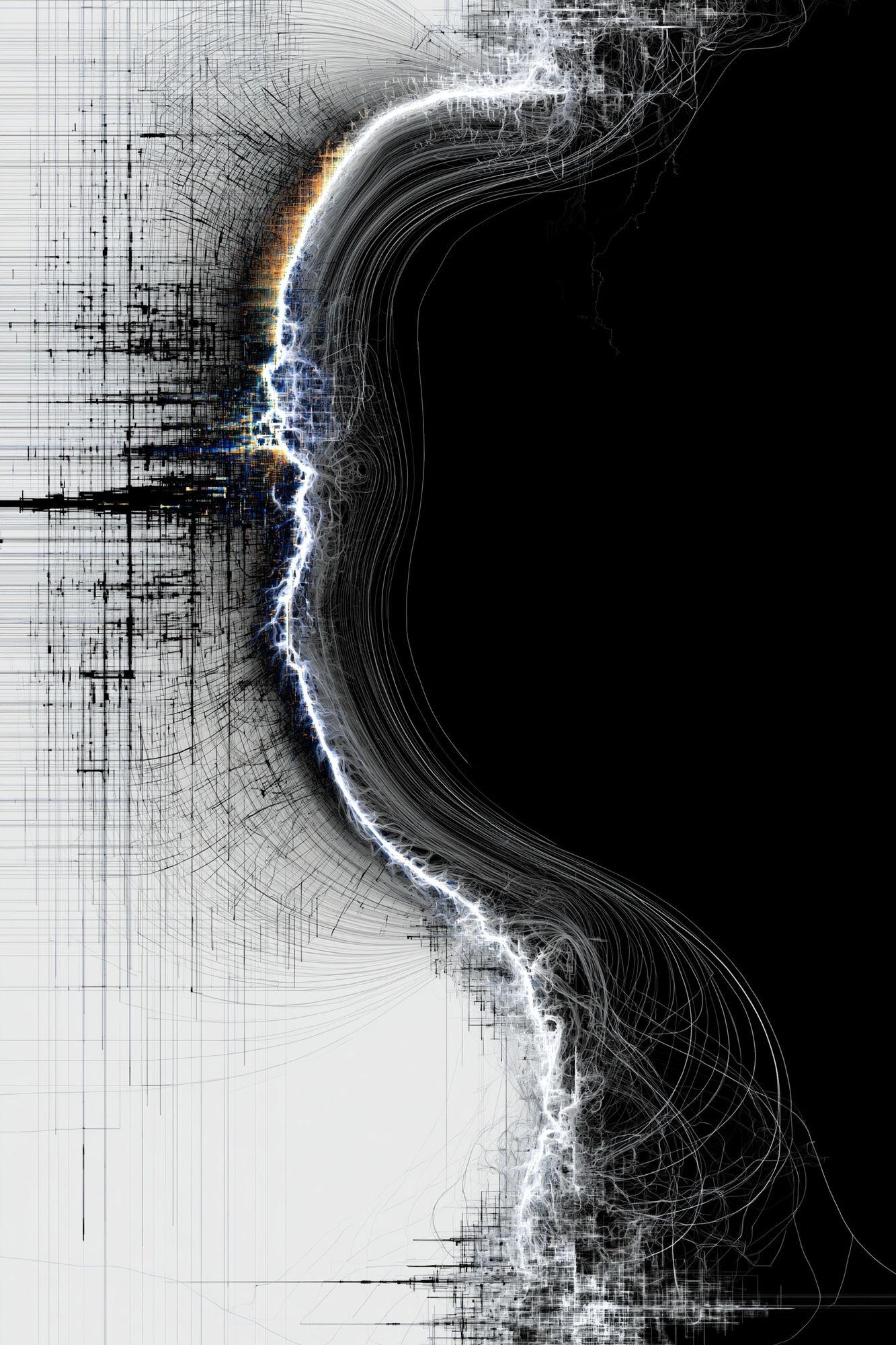 Monochrome Energy Flow Abstract Poster. poster detail