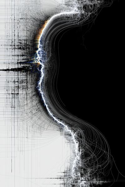 Monochrome Energy Flow Abstract Poster.