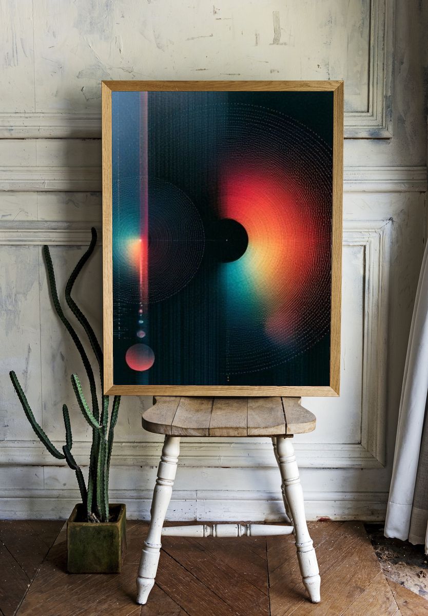 Neon Orbital Abstract Poster. — room view 1