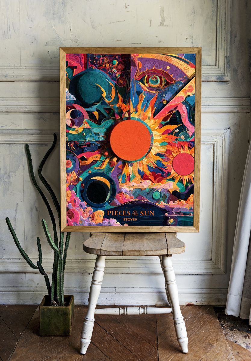 Pieces of the Sun Abstract Poster. room preview
